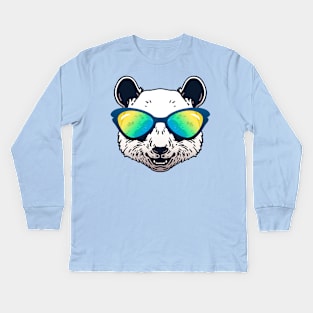 Summer Vibes Panda with Sunglasses Kids Long Sleeve T-Shirt